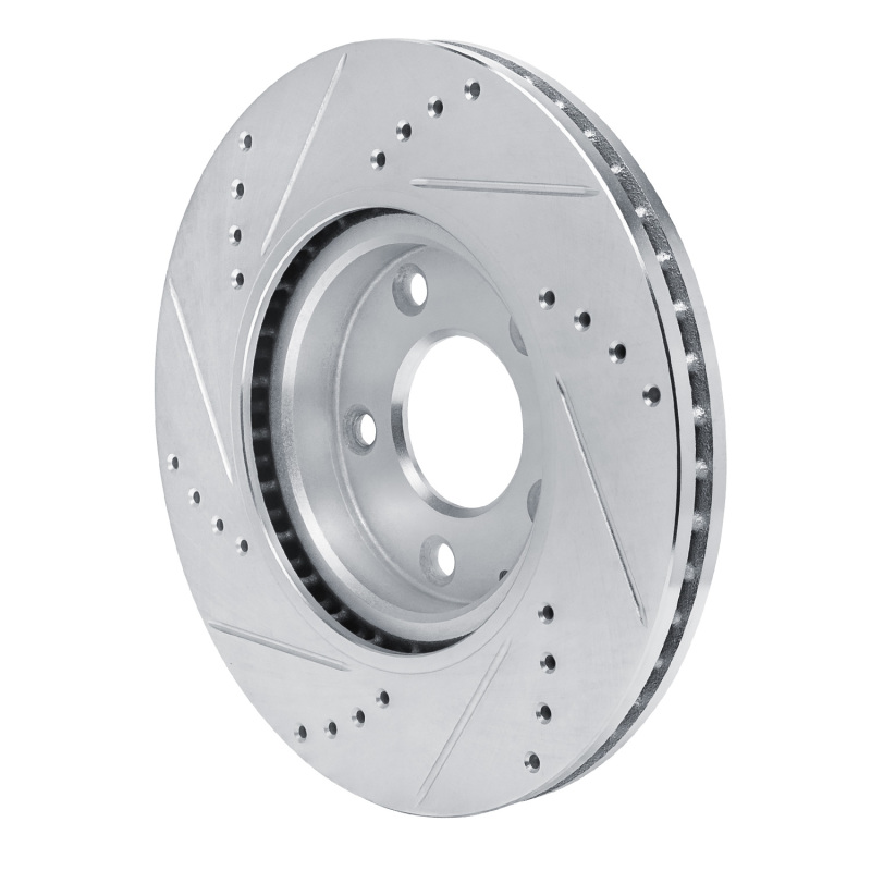 Mazda 3 Brake Rotor (1) - Front Right - R1 Concepts - Drilled & Slotted - Silver - `19-`25